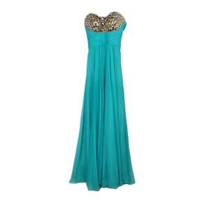 La Femme Beaded Strapless Formal Gown